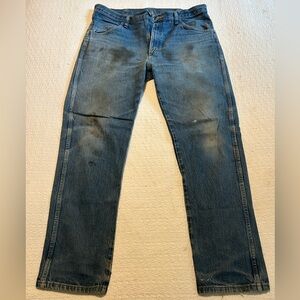 Rustler Men's Distressed Blue Straight Jeans